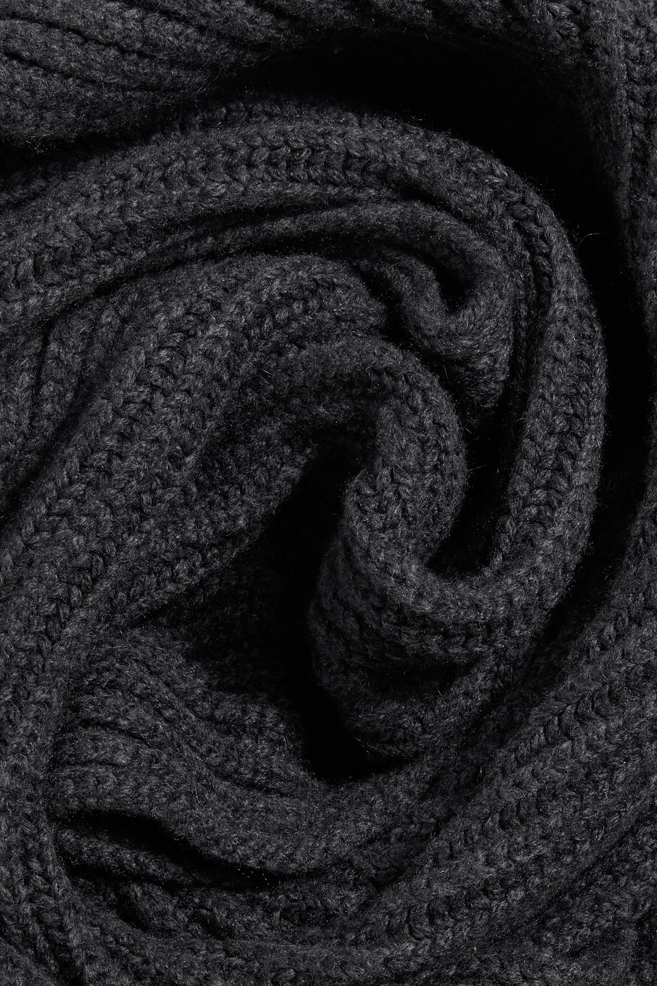 Brunello Cucinelli Bead-embellished Ribbed Cashmere Scarf In Charcoal