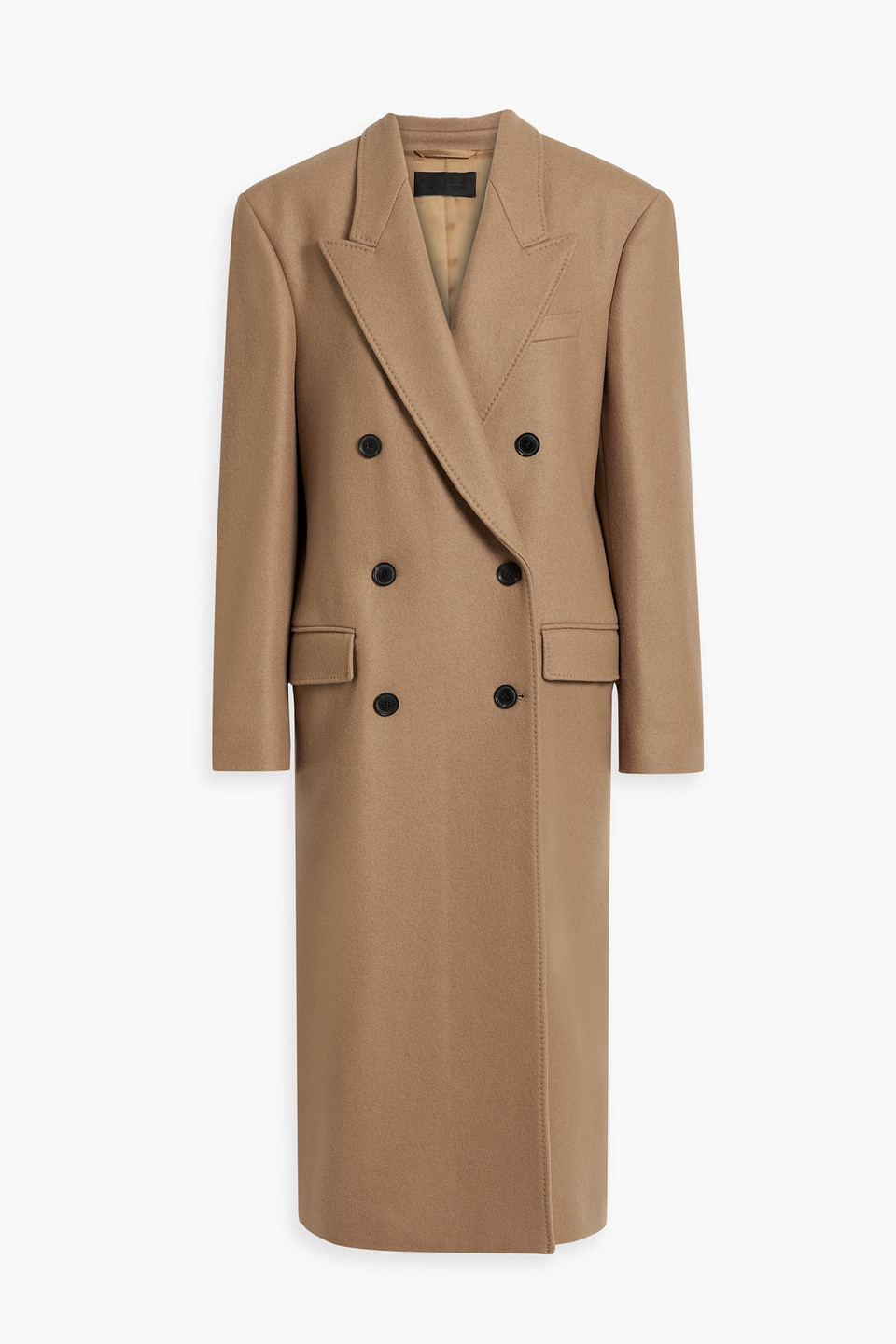 Nili Lotan Edmont Double-breasted Wool-blend Felt Coat In Camel