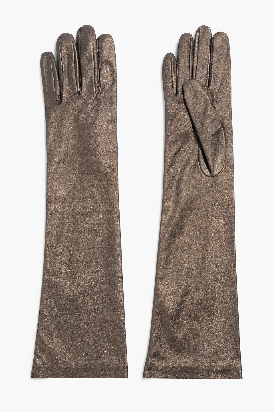 Brunello Cucinelli Metallic Leather Gloves In Brass