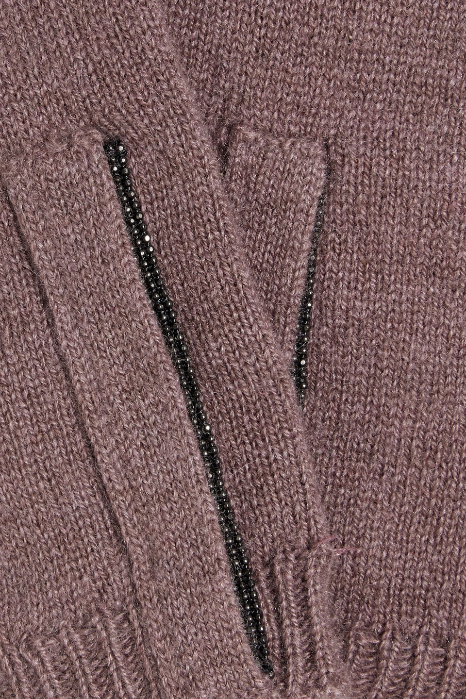 Brunello Cucinelli Bead-embellished Cashmere Gloves In Grape