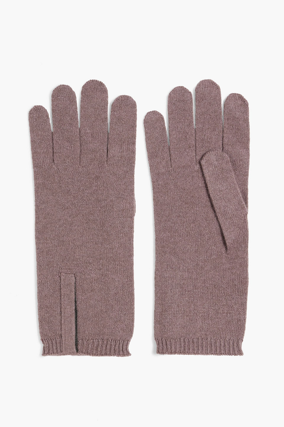 Brunello Cucinelli Bead-embellished Cashmere Gloves In Grape