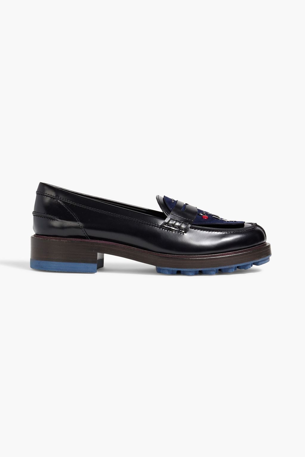 TOD S Embellished suede and leather loafers THE OUTNET