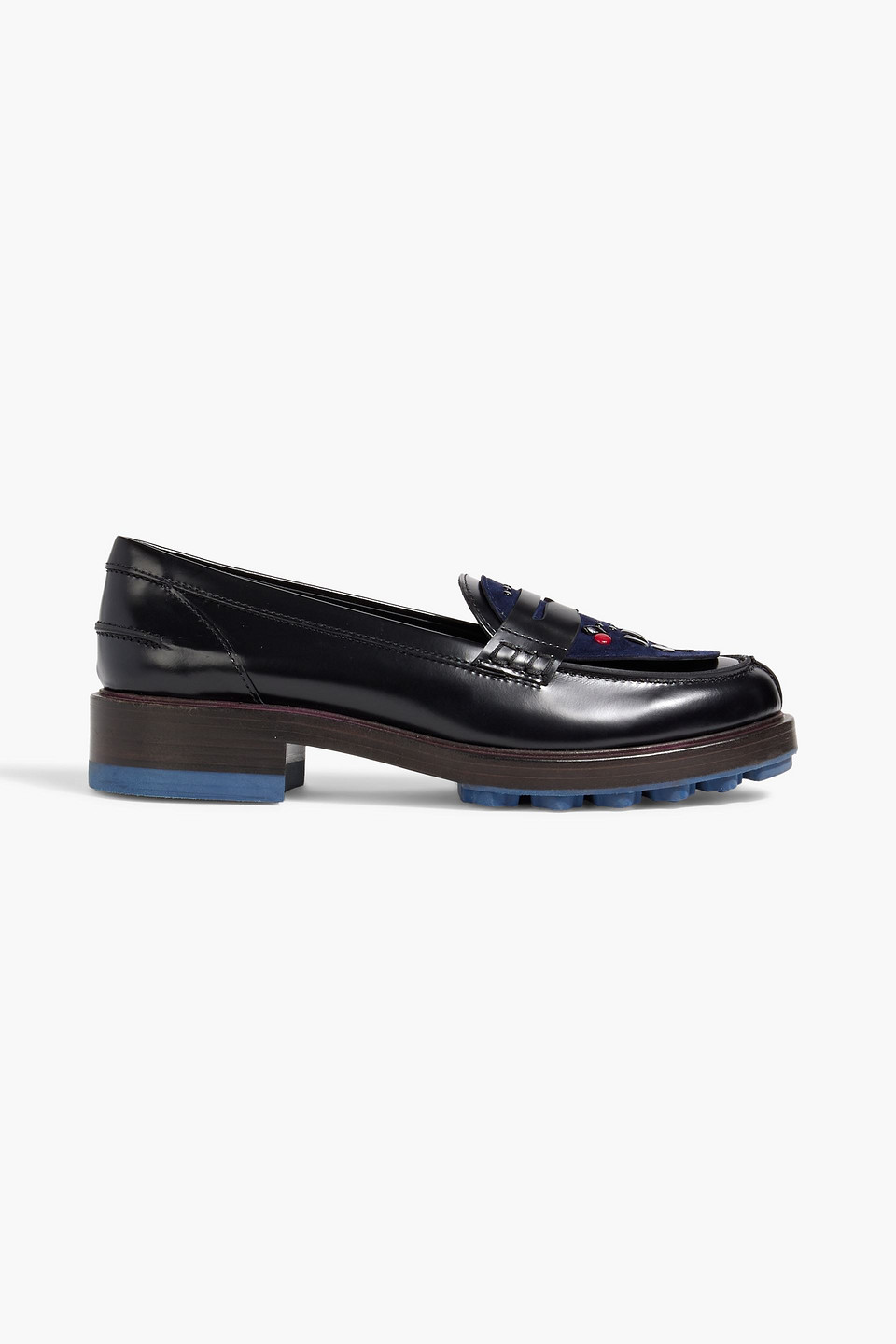 Tod's Embellished Suede And Leather Loafers In Black