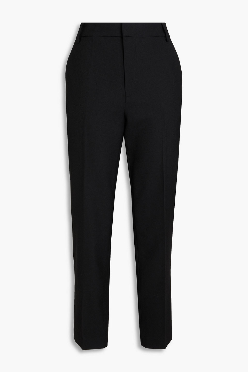 Tibi Grain De Poudre Wool Tapered Pants In Black