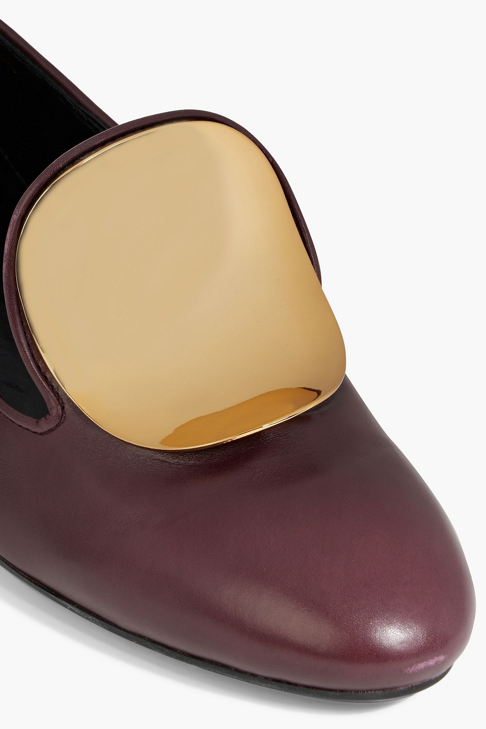 Tod's Embellished Leather Ballet Flats In Burgundy