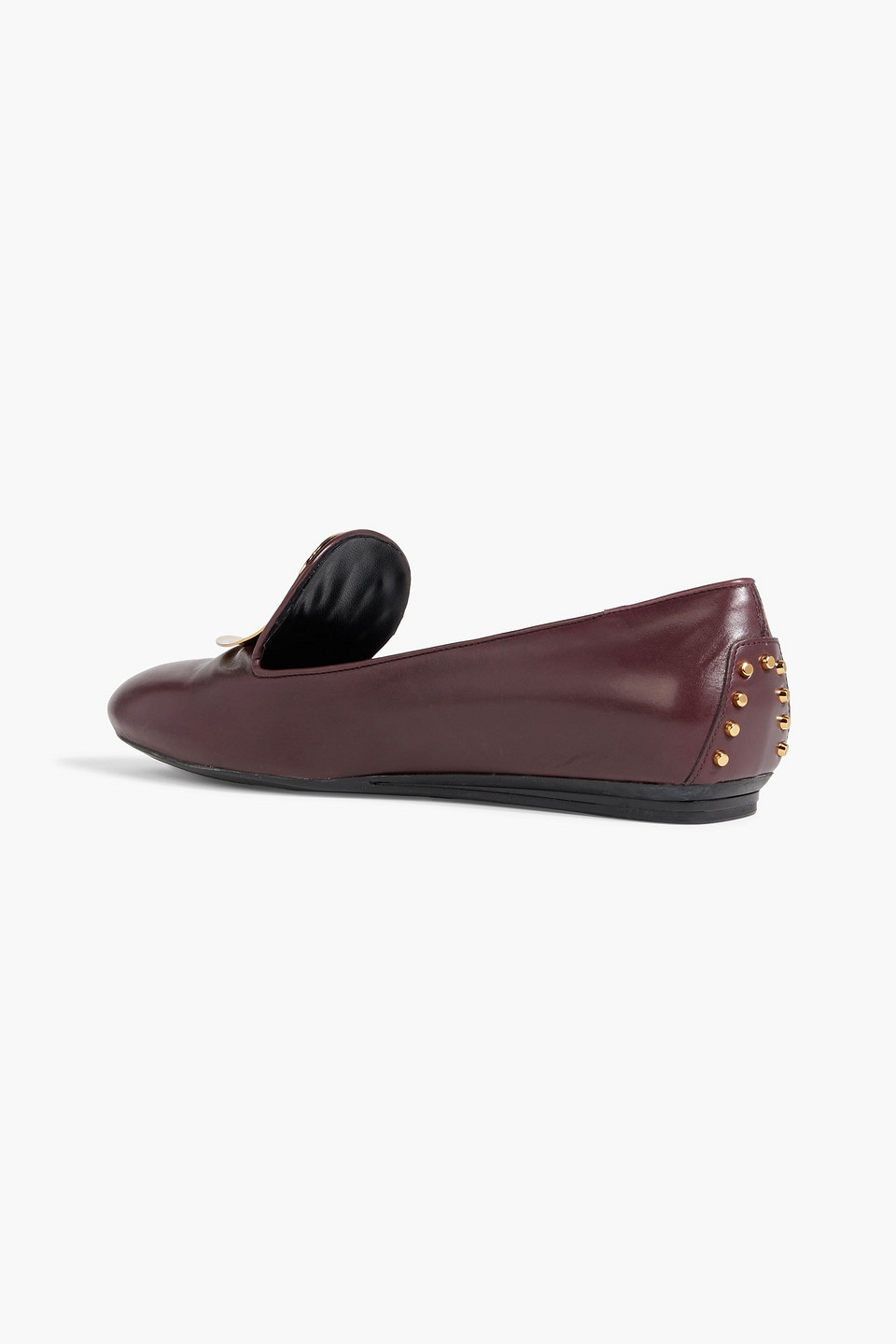 Tod's Embellished Leather Ballet Flats In Burgundy