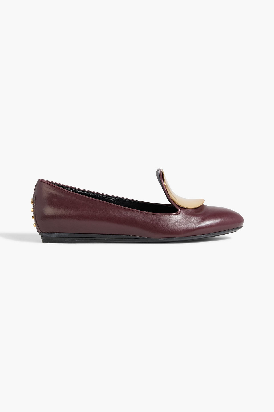 Tod's Embellished Leather Ballet Flats In Burgundy