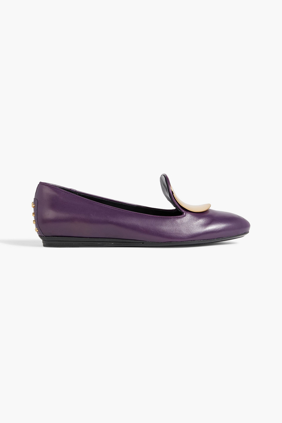 Tod's Embellished Leather Ballet Flats In Purple