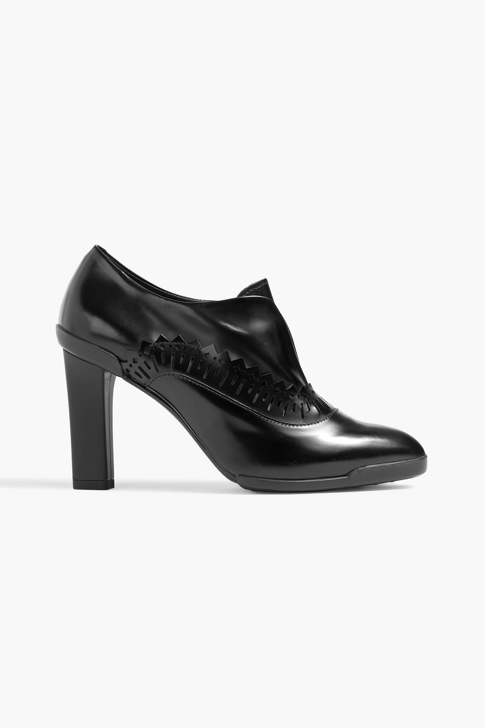 Tod's Laser-cut Leather Ankle Boots In Black