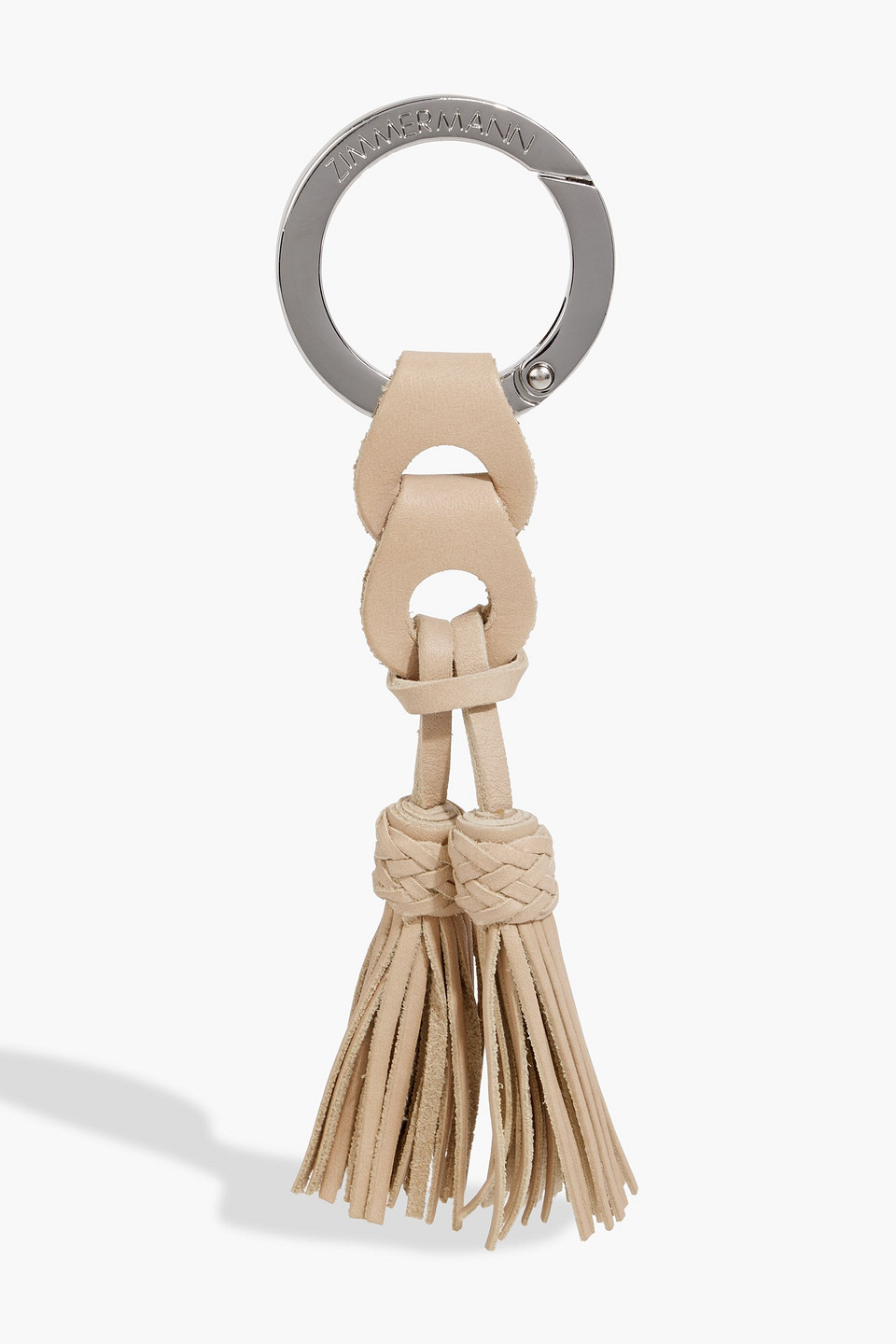 Tasseled leather keychain