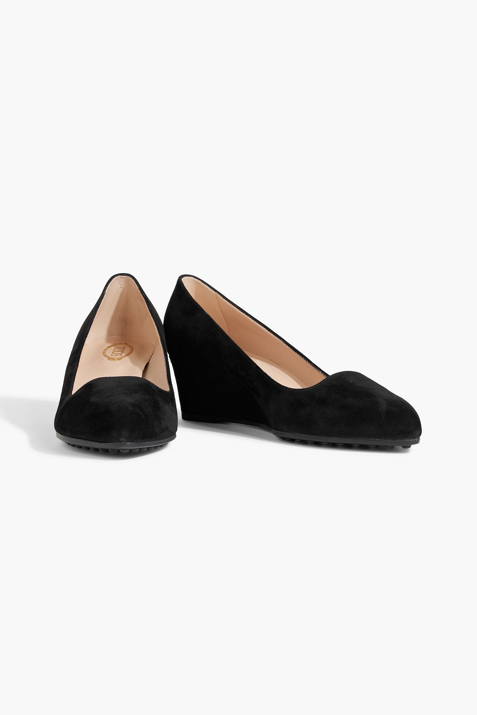 Tod's Tods Womens Slip On Wedge Heel Round Toe Pumps Black Suede In Black