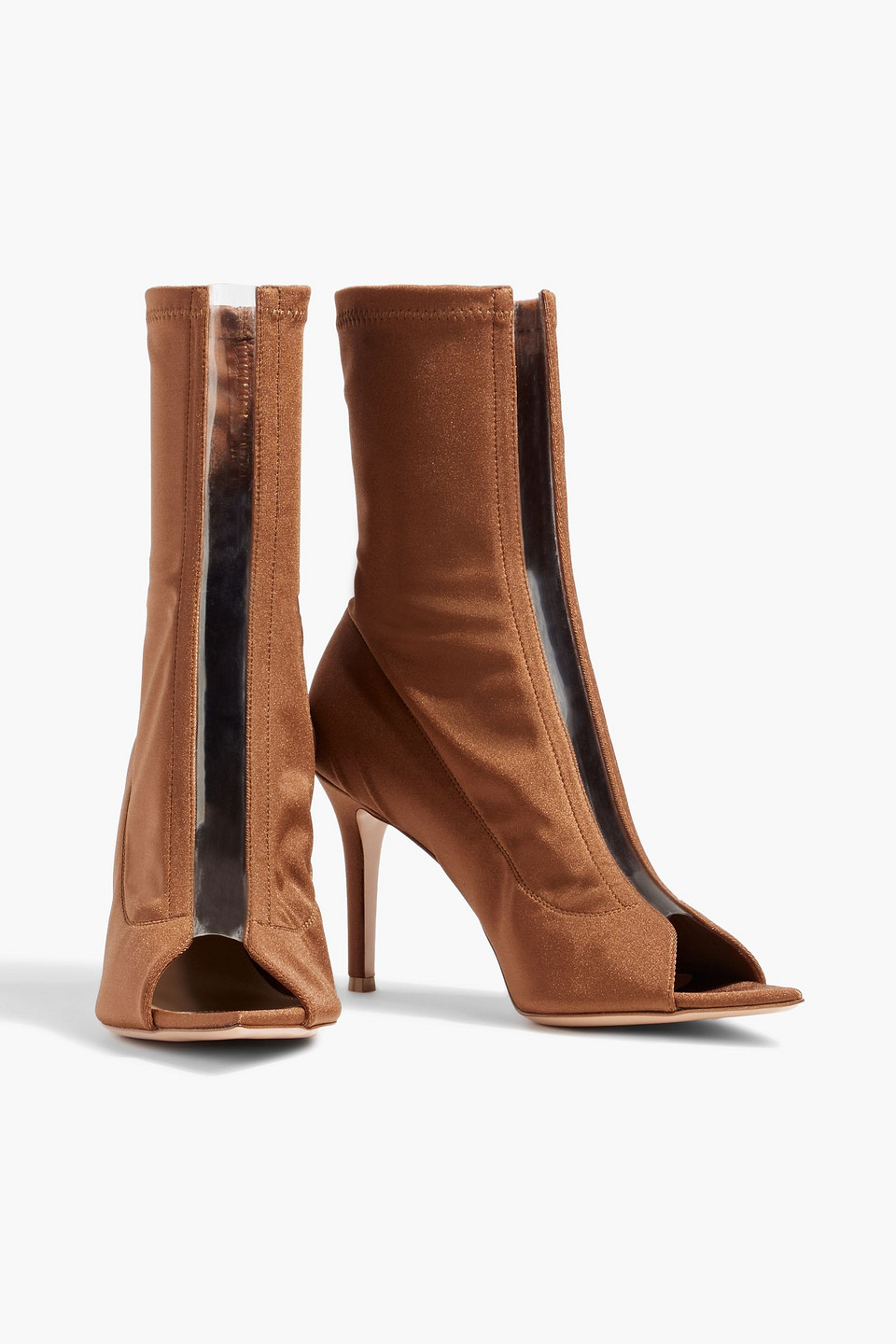 GIANVITO ROSSI HIROKO 85 METALLIC STRETCH-KNIT SOCK BOOTS