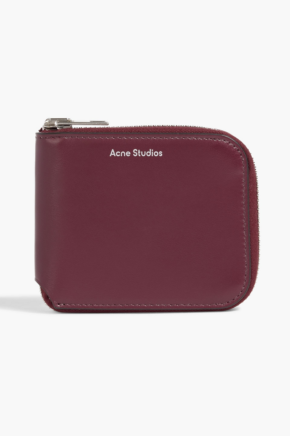 Acne Studios Leather Cardholder In Burgundy