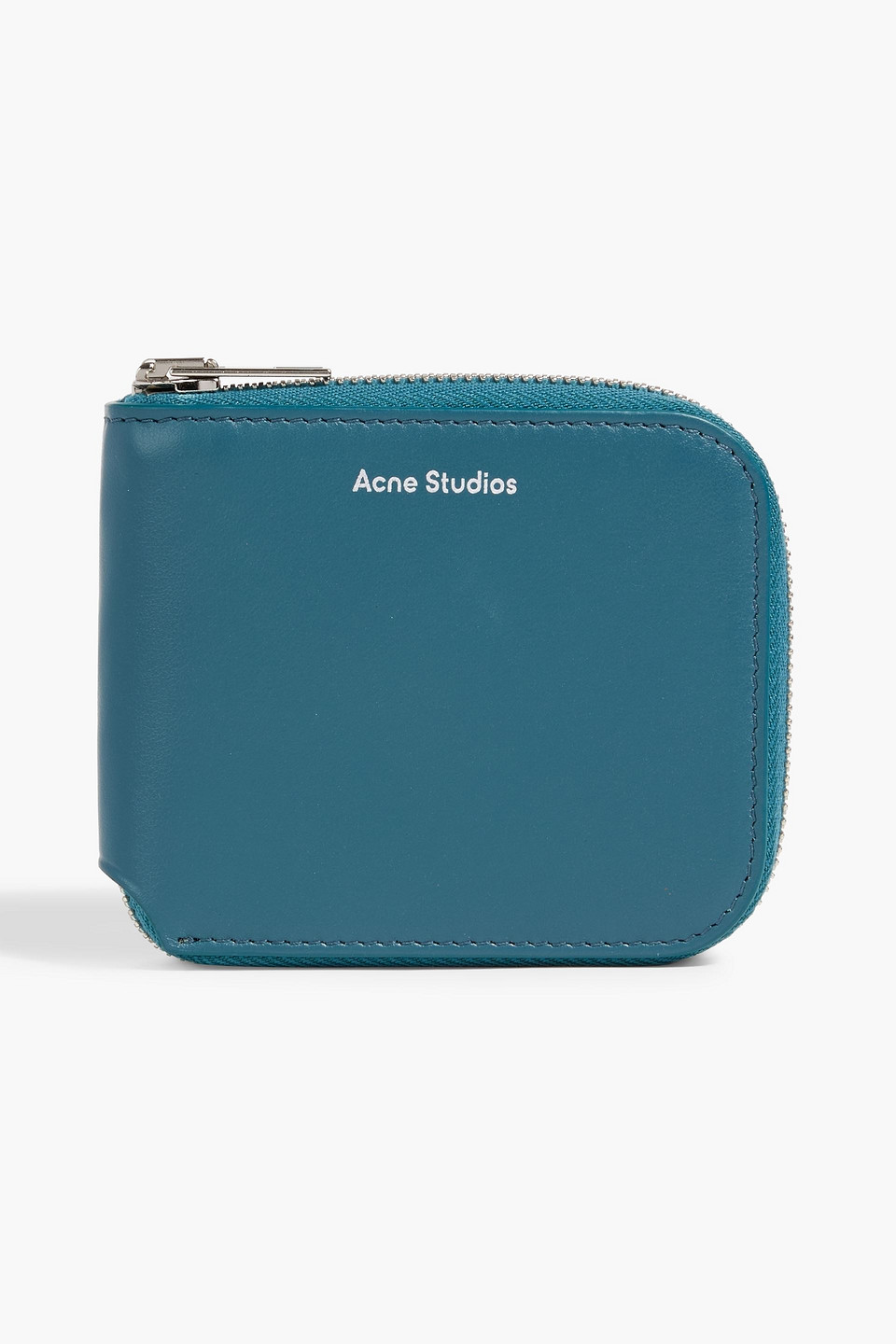 Acne Studios Leather Cardholder In Teal