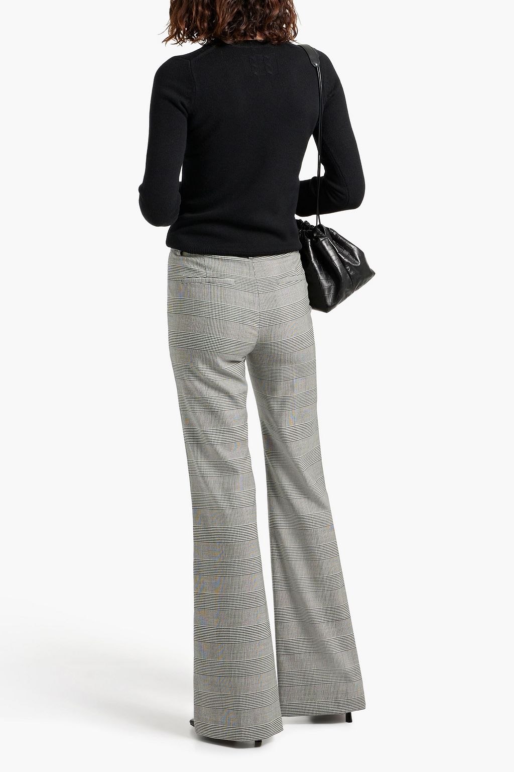 NILI LOTAN Arielle Prince of Wales checked wool-blend tweed flared pants