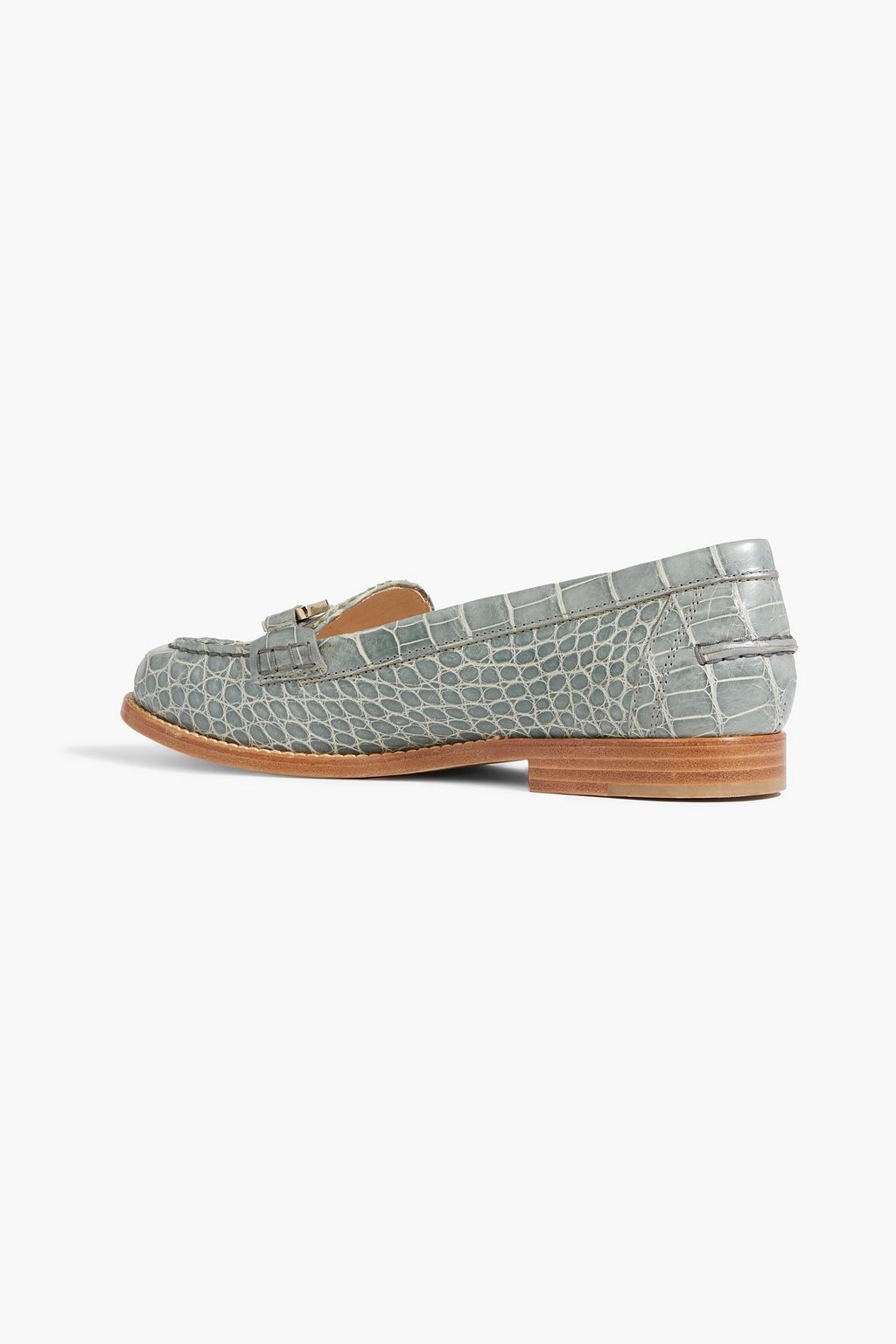 TOD'S Embellished croc-effect leather loafers