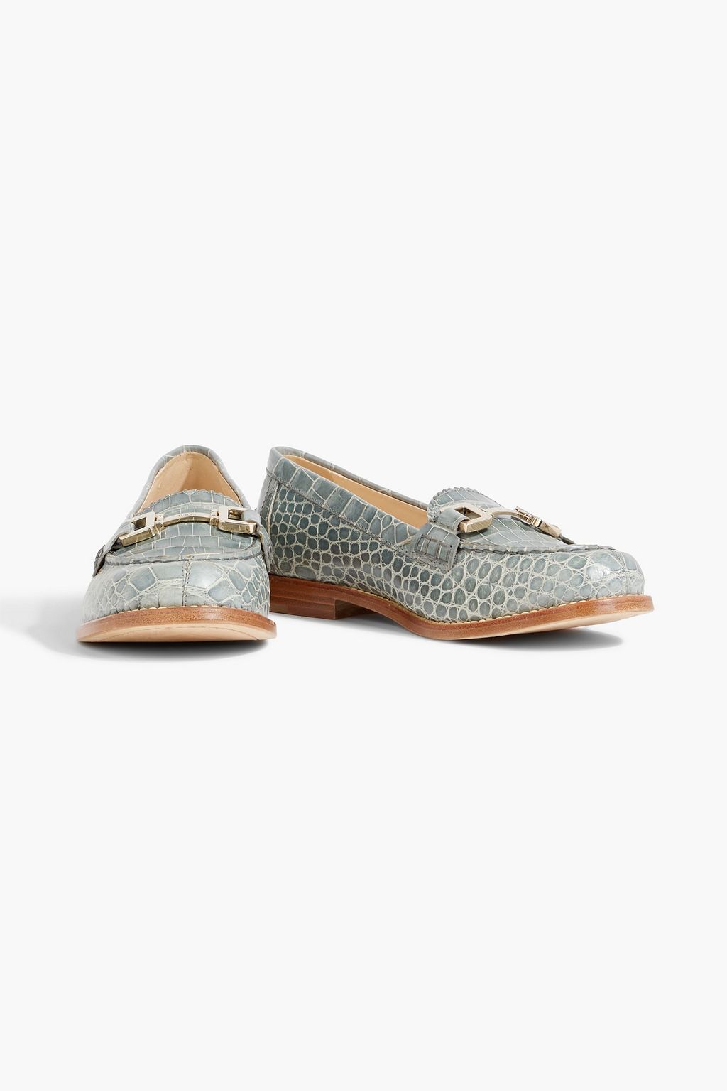 TOD'S Embellished croc-effect leather loafers
