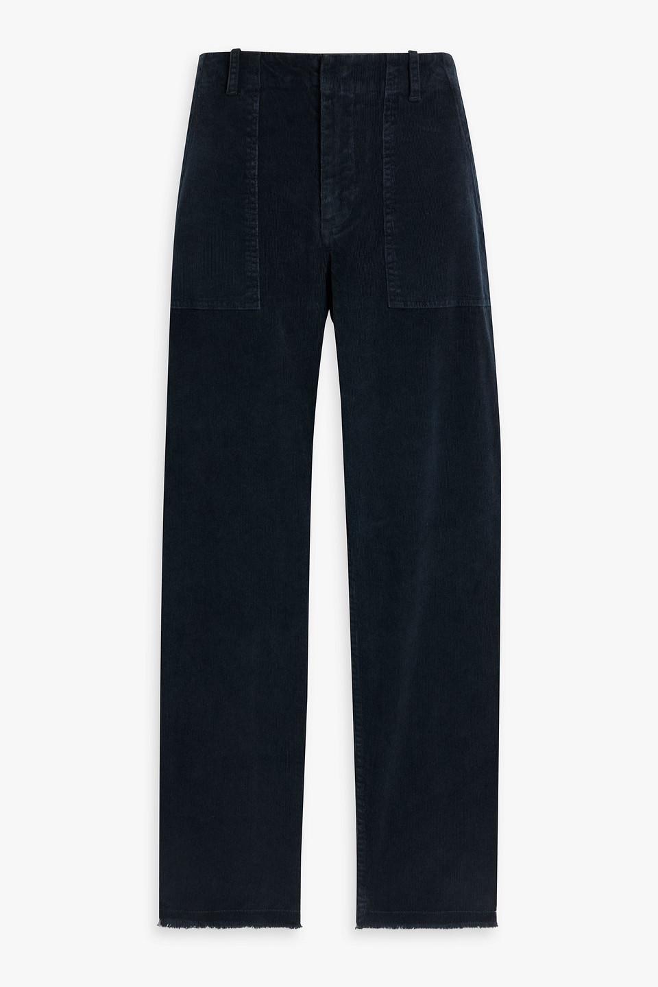 Nili Lotan Jenna Cropped Cotton-blend Corduroy Slim-leg Trousers In Navy