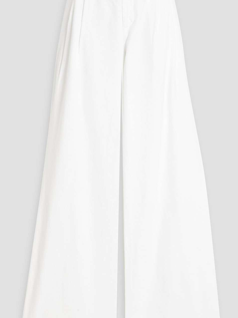 flavie cotton-blend twill wide-leg pants