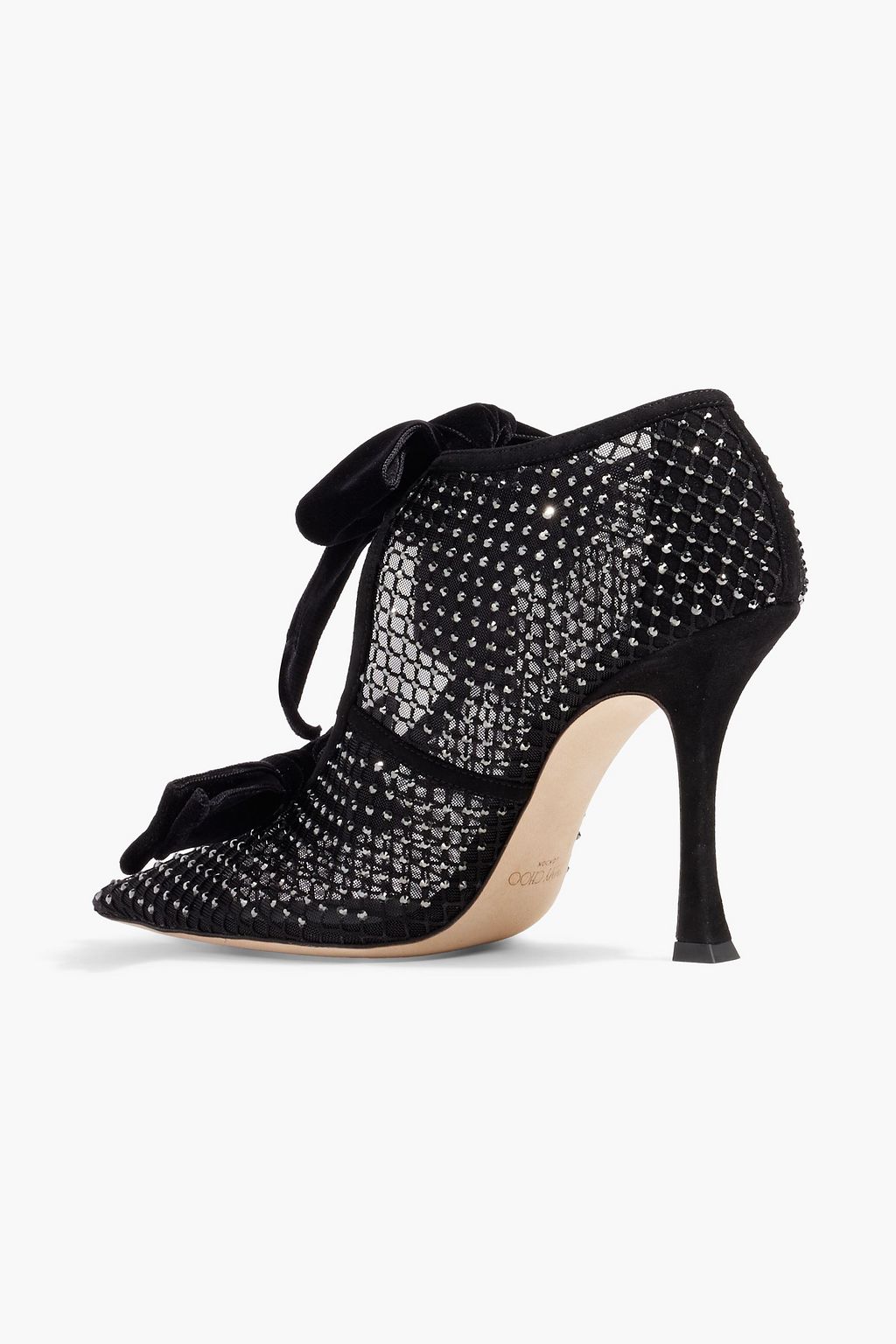 JIMMY CHOO Flaca 100 crystal-embellished mesh pumps