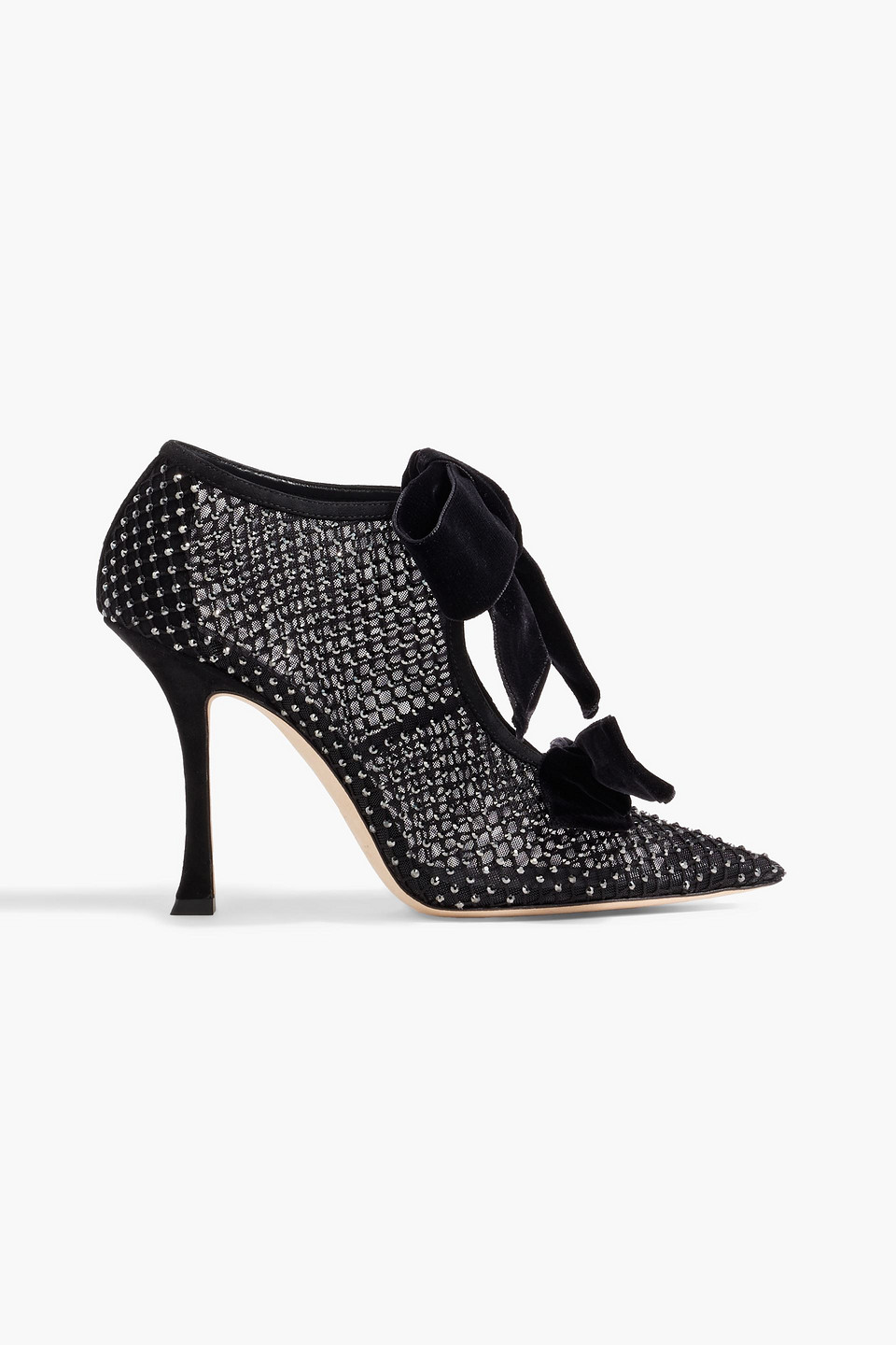 Jimmy Choo Flaca 100 Crystal-embellished Mesh Pumps In Black