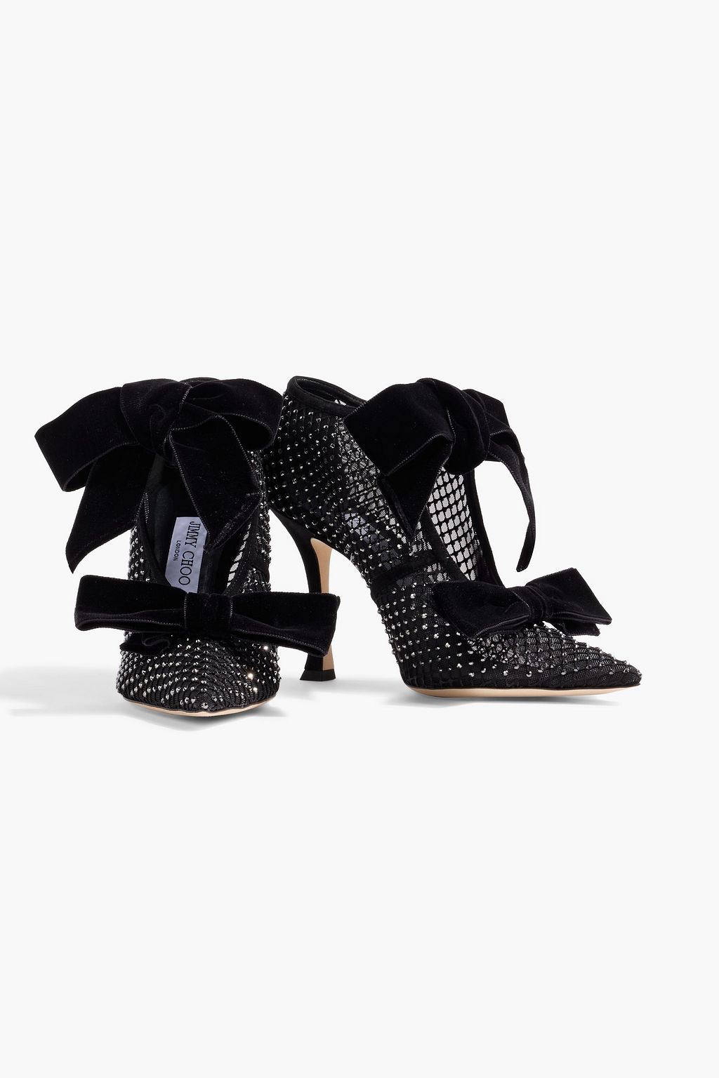 JIMMY CHOO Flaca 100 crystal-embellished mesh pumps