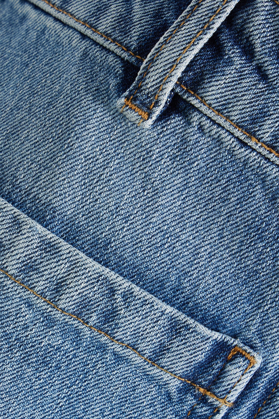 Shop Victoria Beckham Alina Distressed Faded High-rise Wide-leg Jeans In Mid Denim