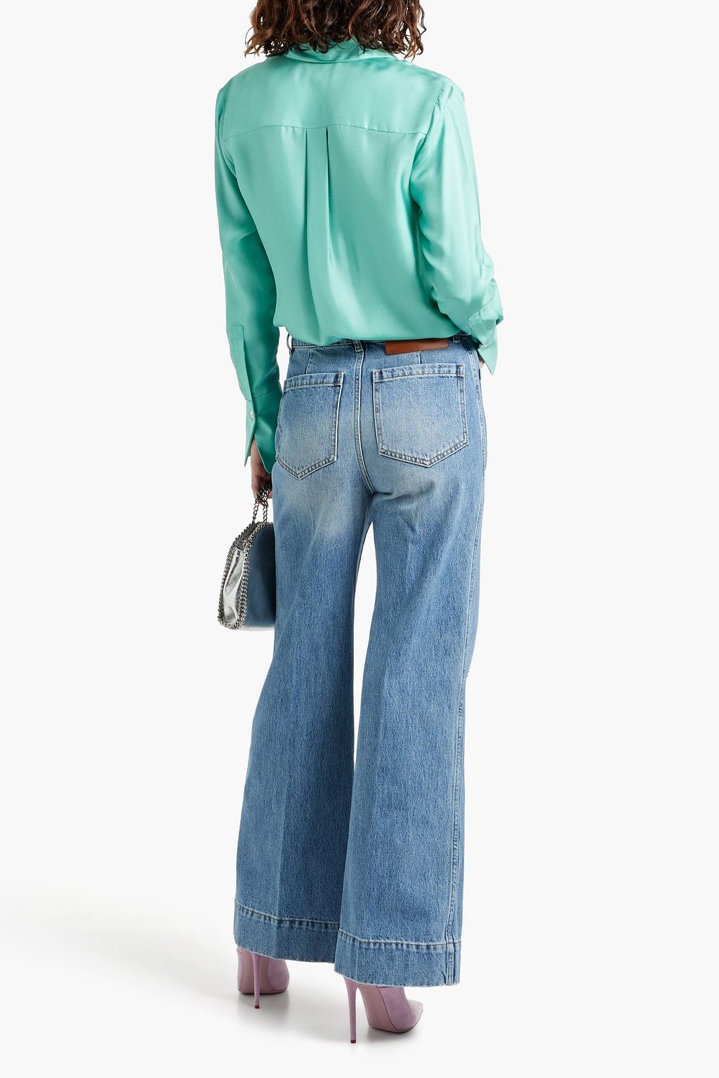 VICTORIA BECKHAM Alina distressed faded high-rise wide-leg jeans