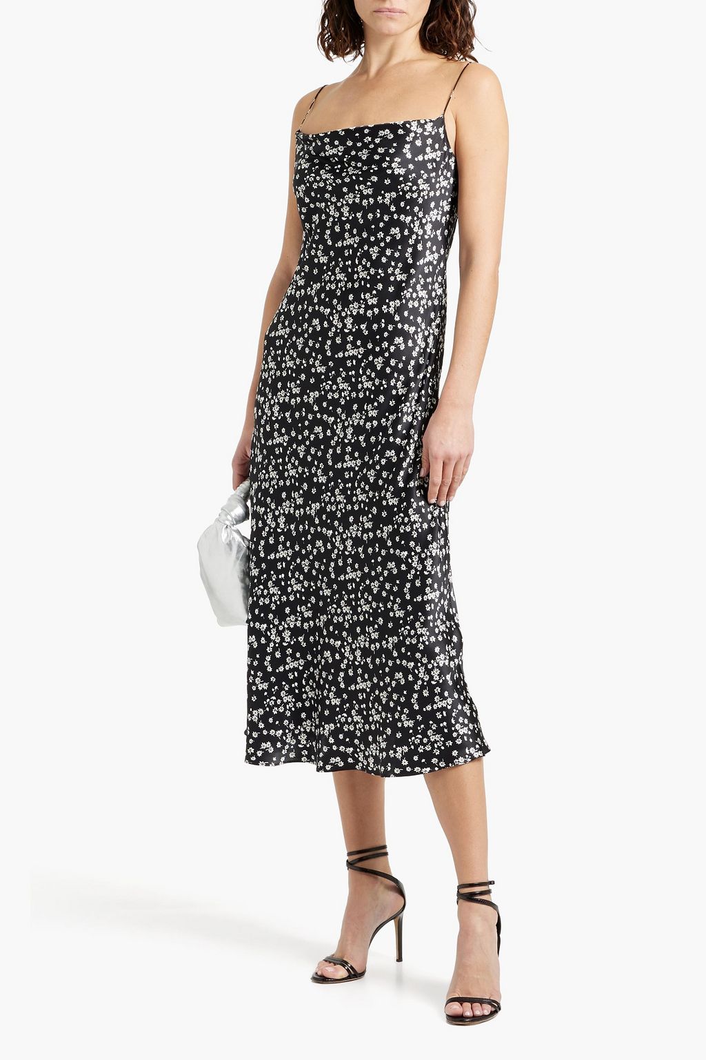 NILI LOTAN Enora draped floral-print silk-satin midi dress