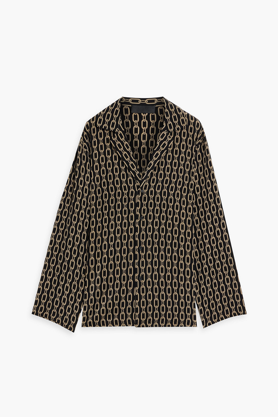 Nili Lotan Juste Printed Silk Crepe De Chine Shirt In Black