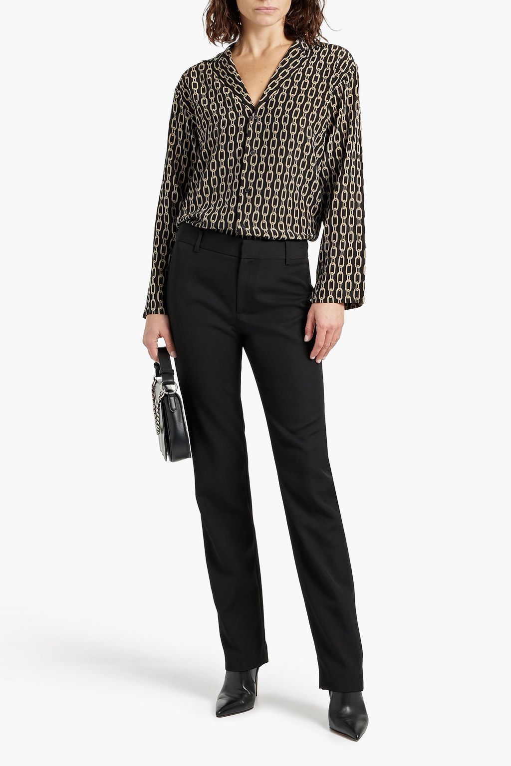 NILI LOTAN Juste printed silk crepe de chine shirt