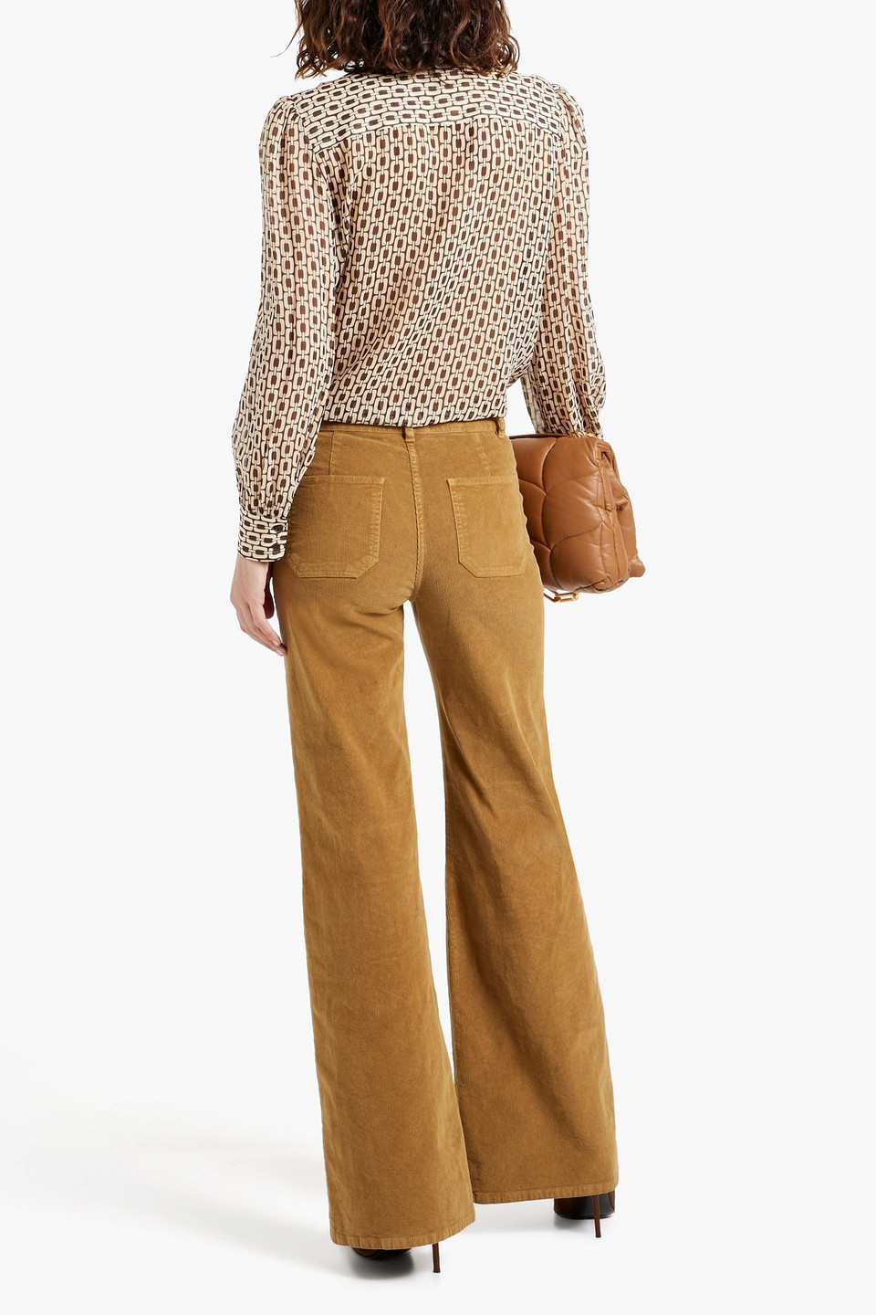 NILI LOTAN FLORENCE COTTON-BLEND CORDUROY FLARED PANTS
