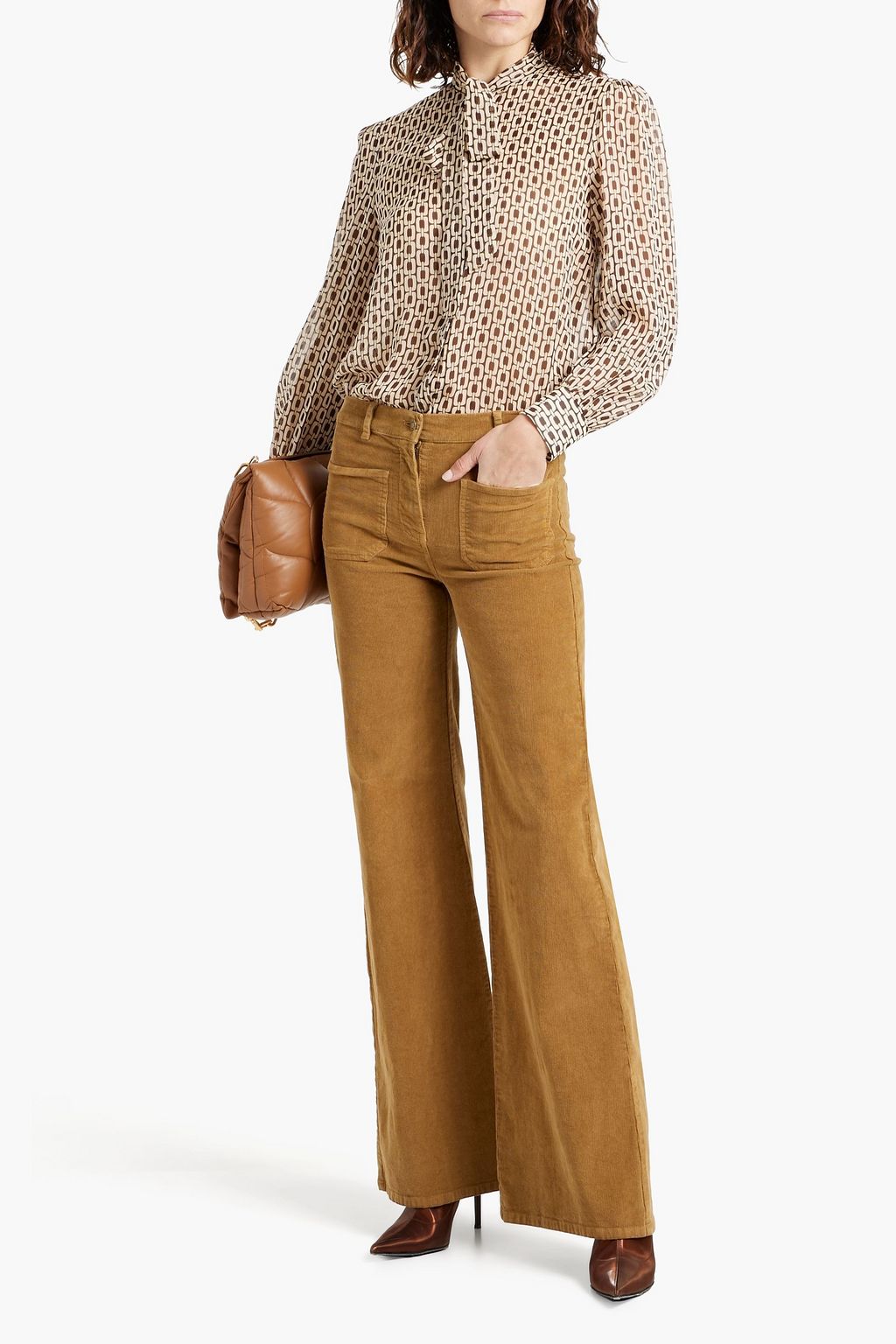 NILI LOTAN コットン混コーデュロイ フレアパンツ