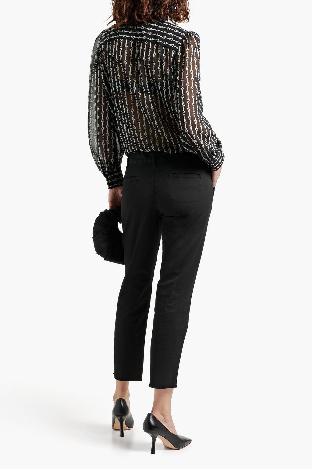 NILI LOTAN Carina pussy-bow printed silk-chiffon blouse