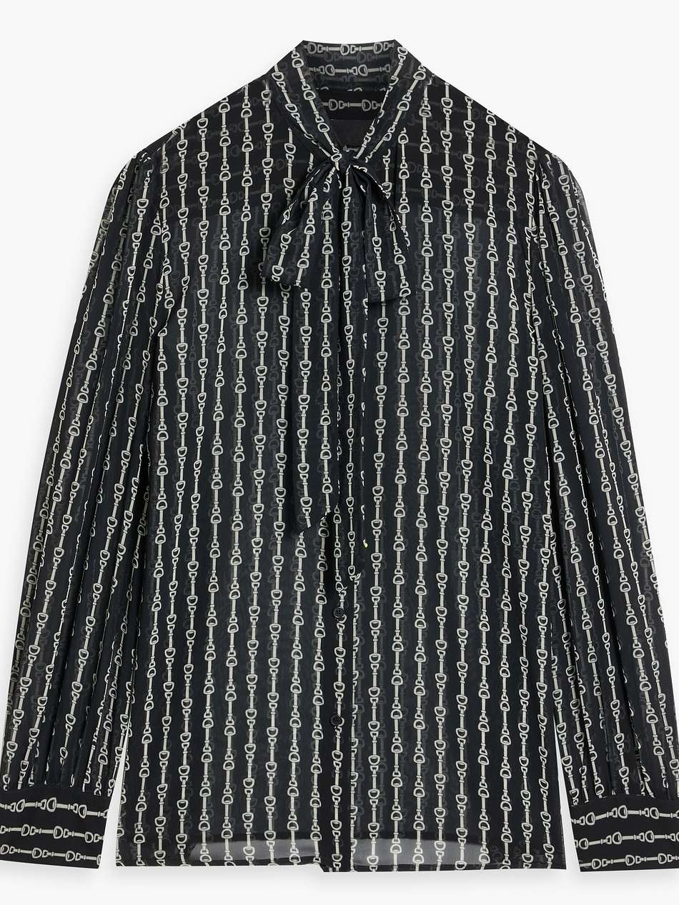carina pussy-bow printed silk-chiffon blouse