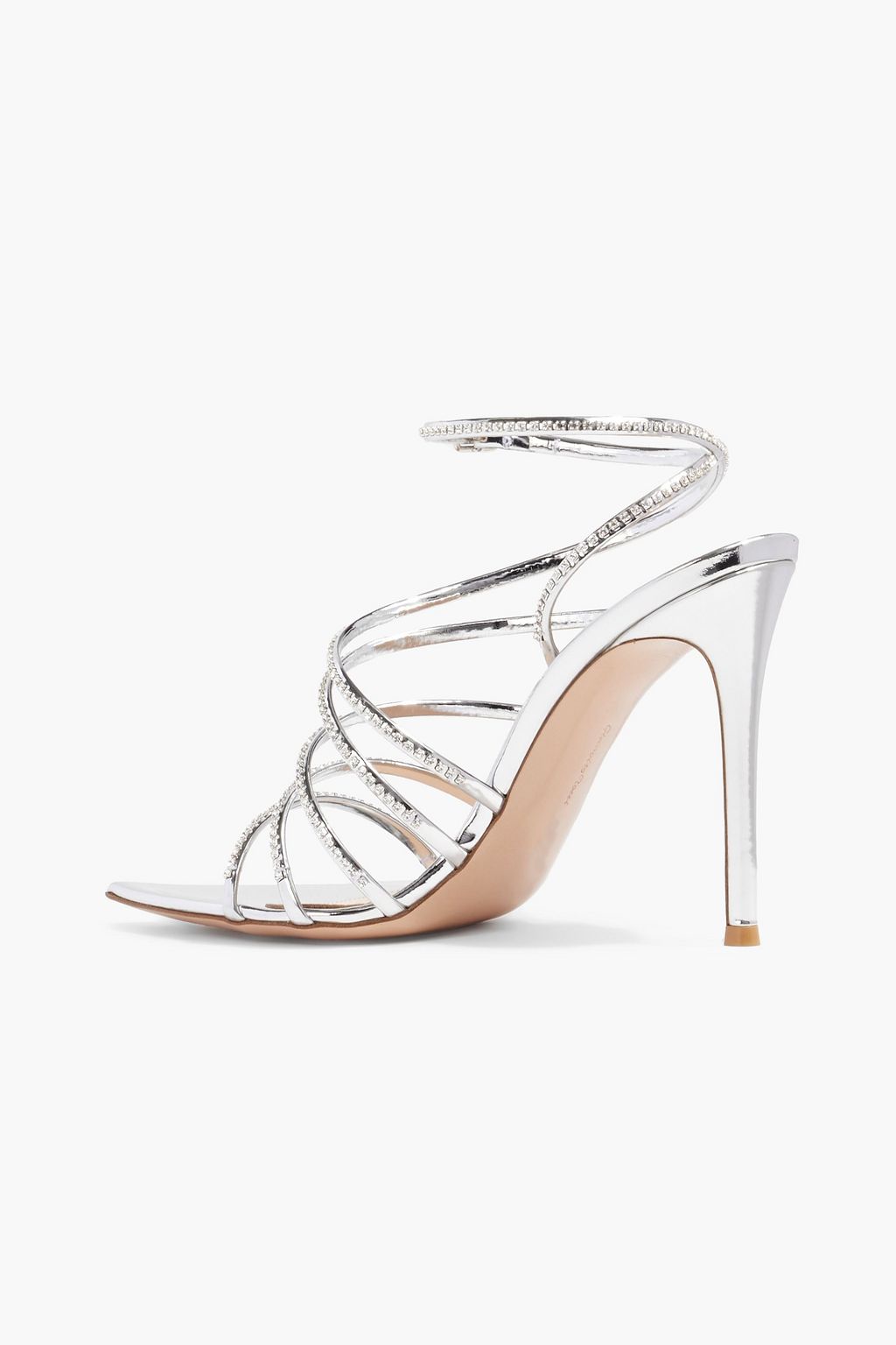 GIANVITO ROSSI Chantal crystal-embellished mirrored-leather sandals
