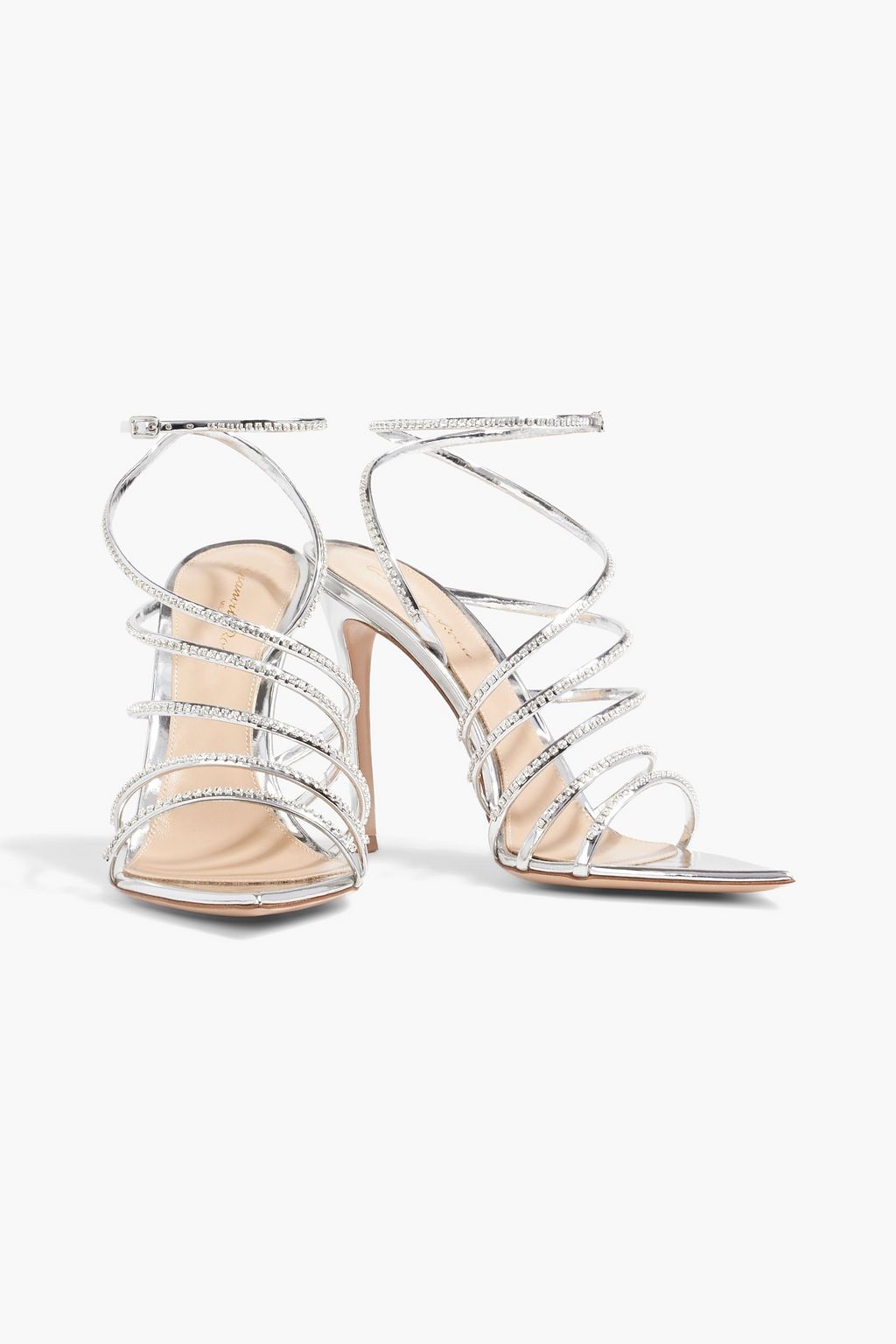 GIANVITO ROSSI Chantal crystal-embellished mirrored-leather sandals