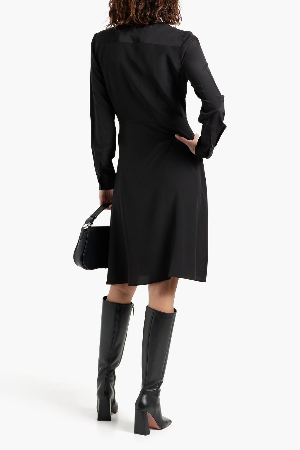 NILI LOTAN Eve silk-satin crepe midi shirt dress