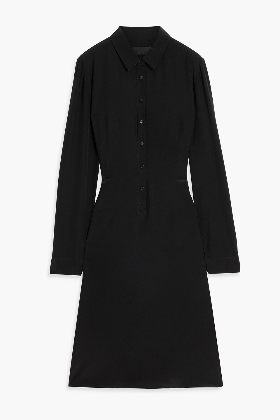 Nili Lotan Eve Silk-satin Crepe Midi Shirt Dress In Black