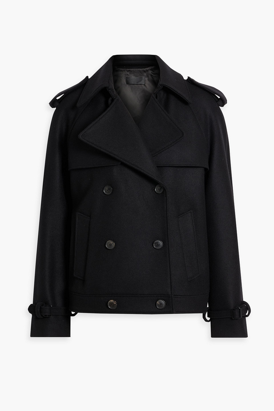 Nili Lotan Amaury Double-breasted Wool-blend Felt Coat In Black