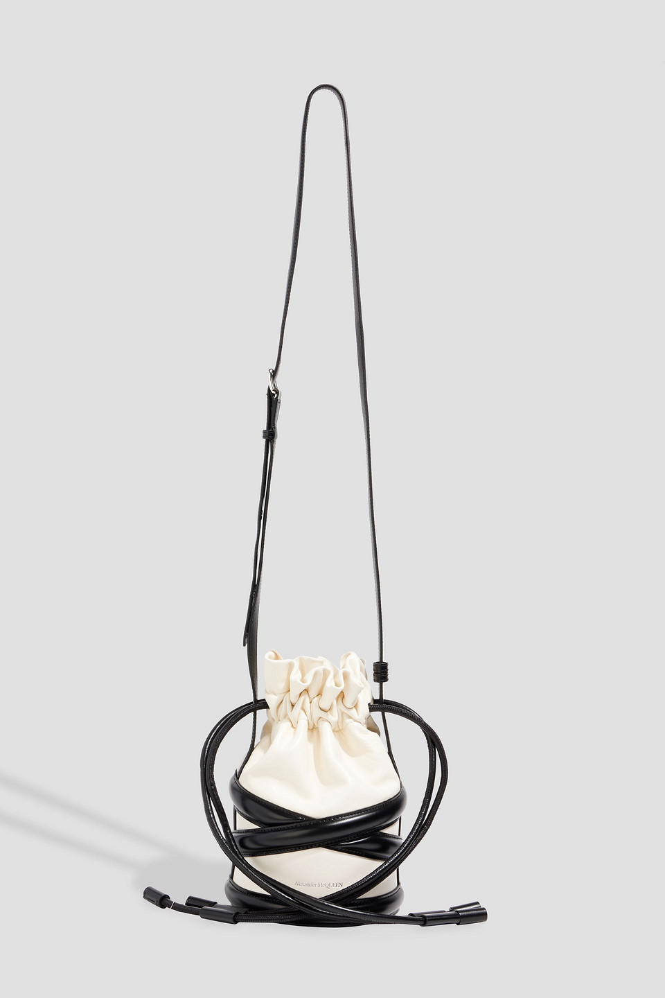 Alexander Mcqueen Soft Curve Two-tone Leather Bucket Bag In Ivory