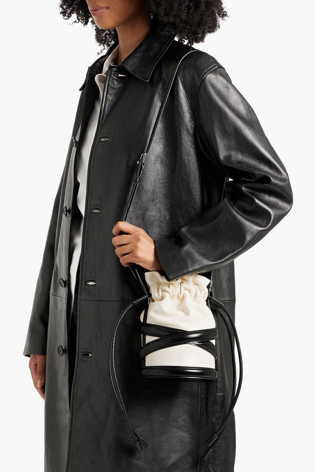 MCQUEEN Soft Curve two-tone leather bucket bag