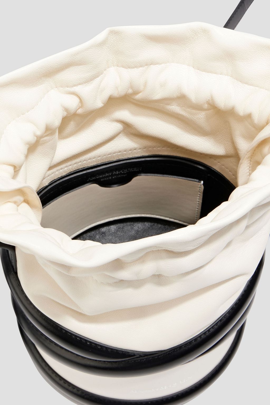 MCQUEEN Soft Curve two-tone leather bucket bag