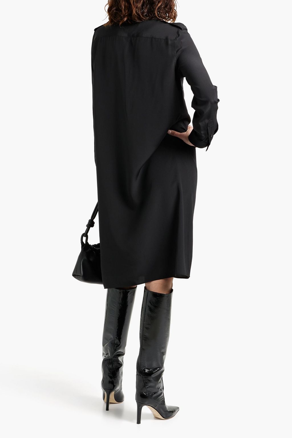 NILI LOTAN Adelaide silk-crepe midi shirt dress