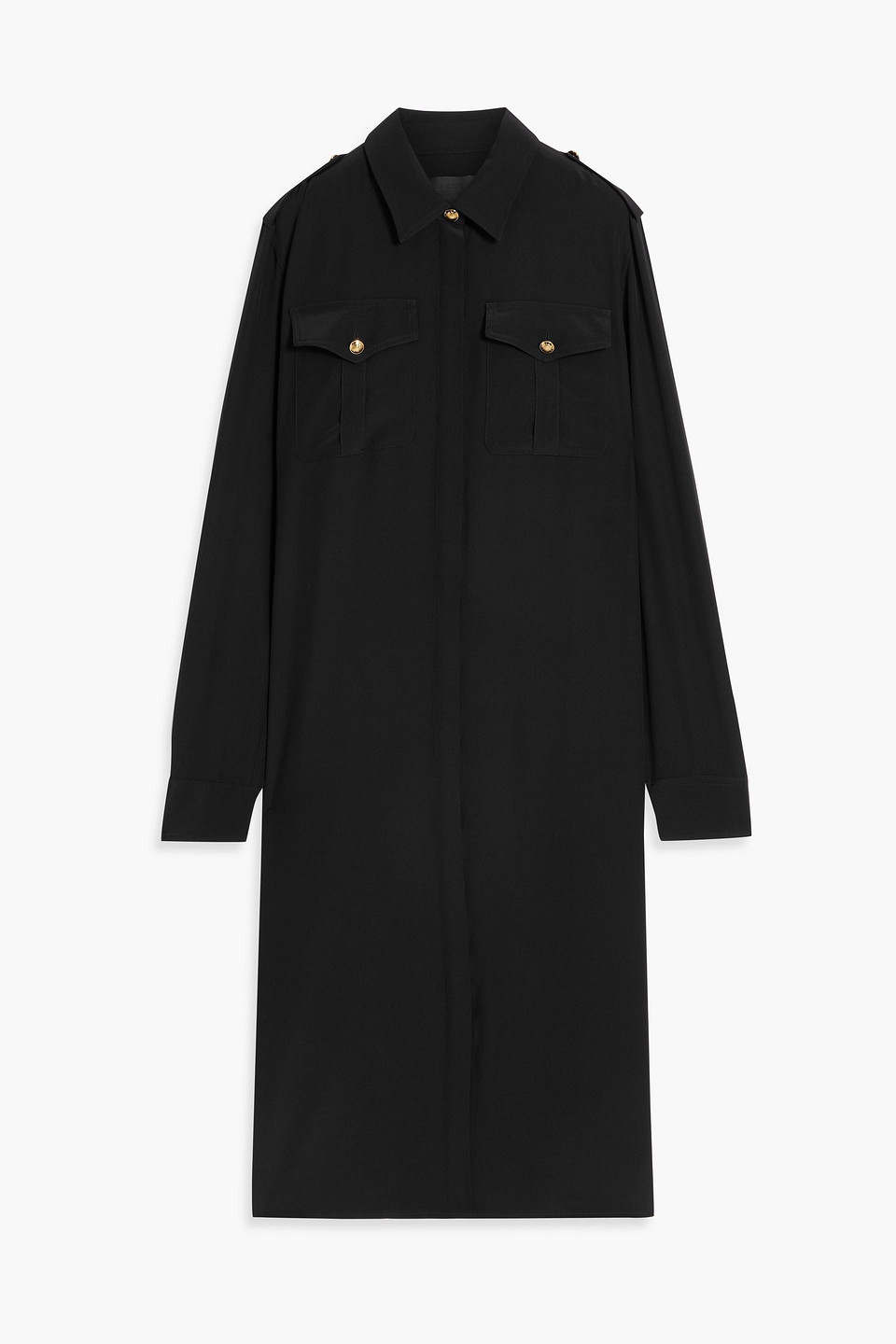 Nili Lotan Adelaide Silk-crepe Midi Shirt Dress In Black