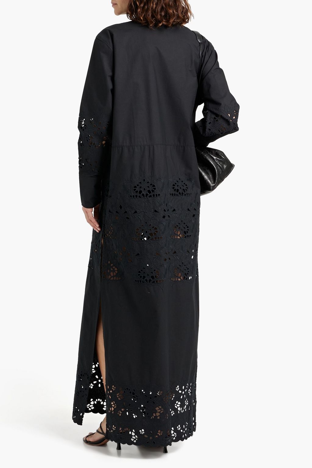 NILI LOTAN Louanne broderie anglaise-trimmed cotton-poplin maxi shirt dress