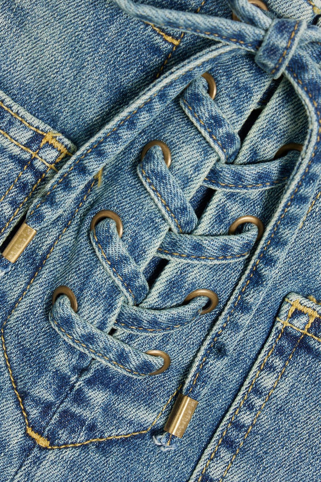 NILI LOTAN Romane lace-up denim shorts