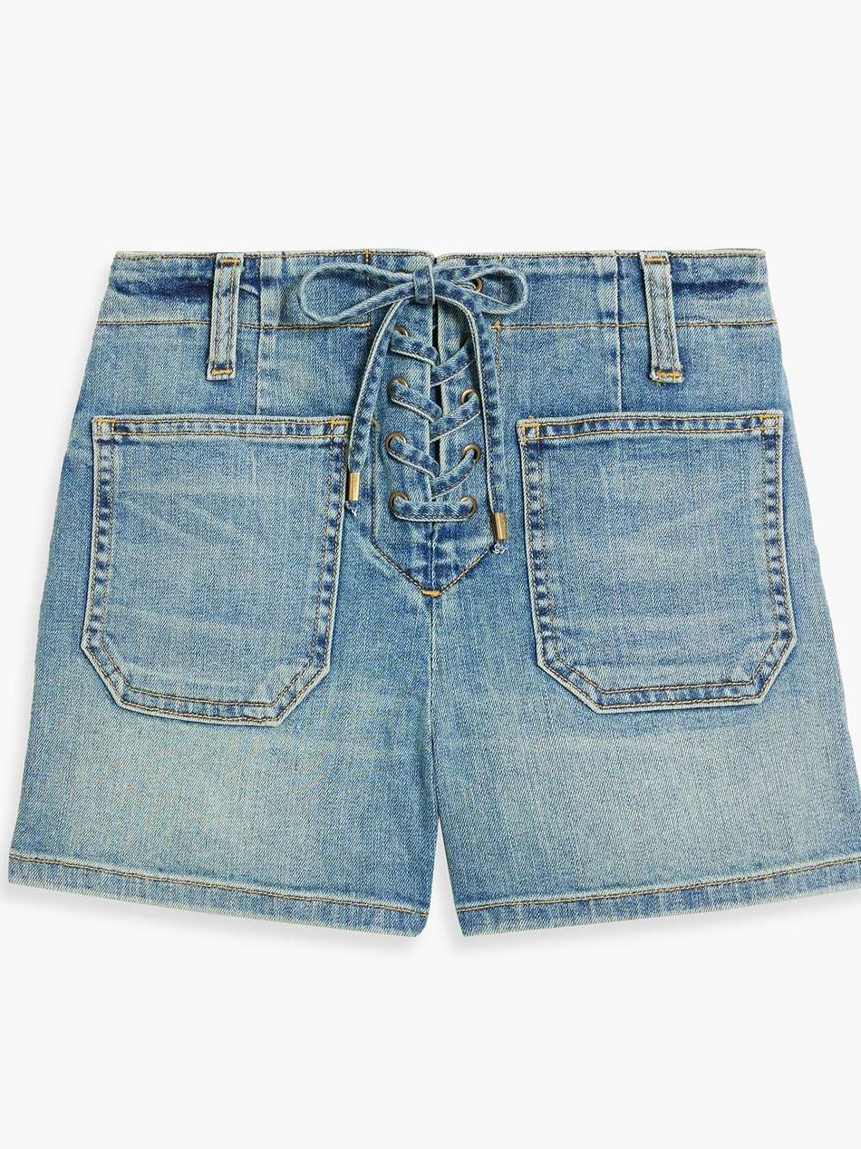 romane lace-up denim shorts