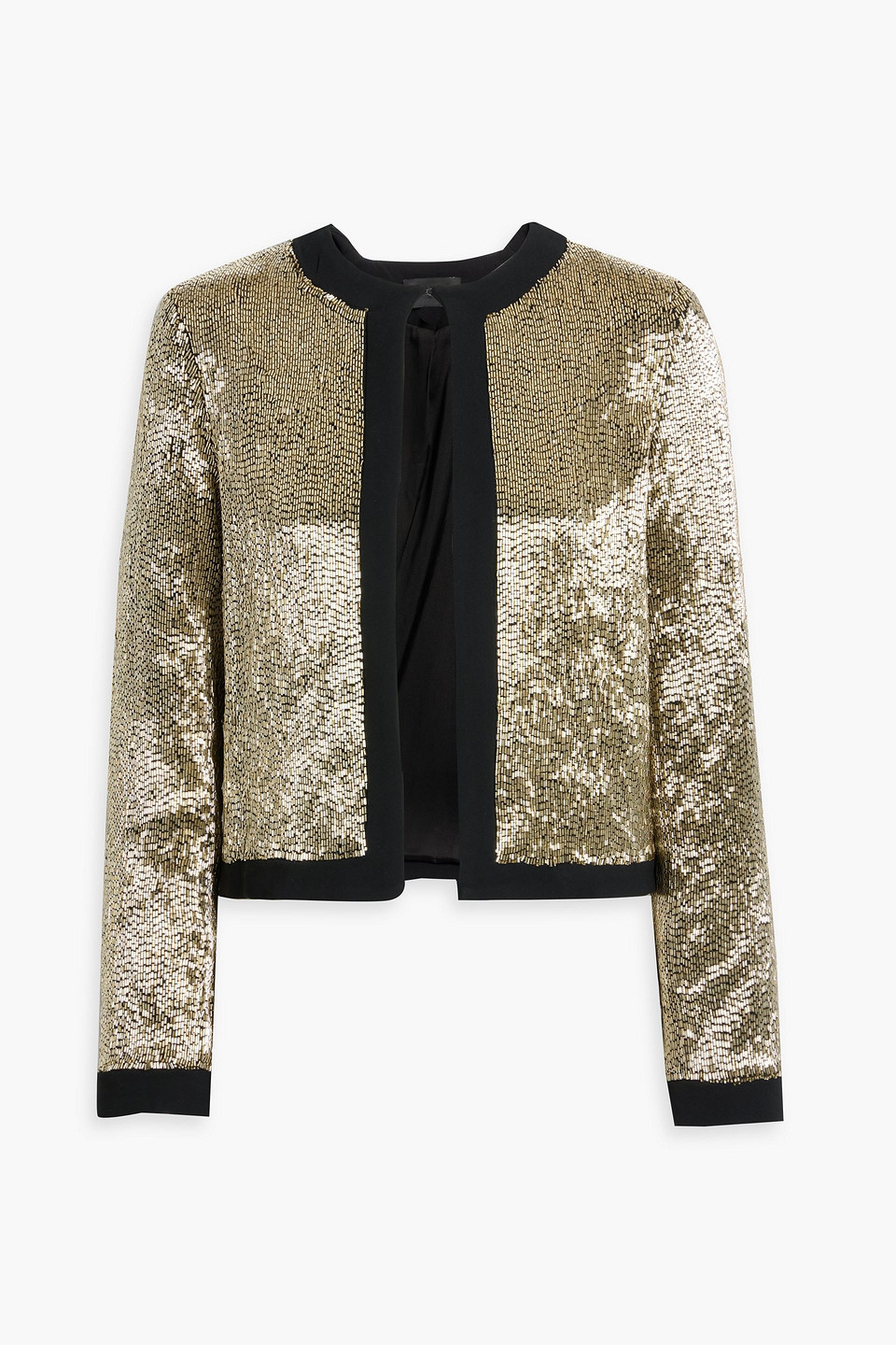 Nili Lotan Minou Bead-embellished Woven Jacket In Gold