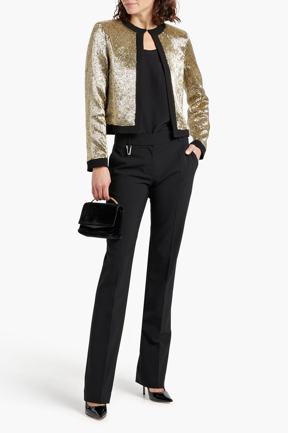 NILI LOTAN MINOU BEAD-EMBELLISHED WOVEN JACKET